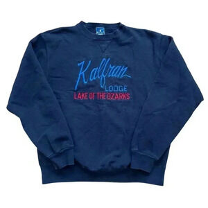 Vintage Kalfran Lodge Lake of the Ozarks Embroidered Crewneck Made in USA XXL